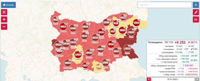 Област Велико Търново отново е в червената зона по разпространение на коронавирус