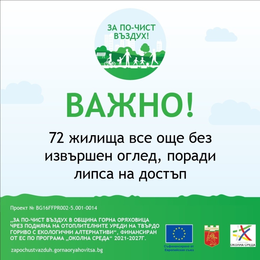 Важно уведомление към гражданите по проекта „За по-чист въздух в община Горна Оряховица“